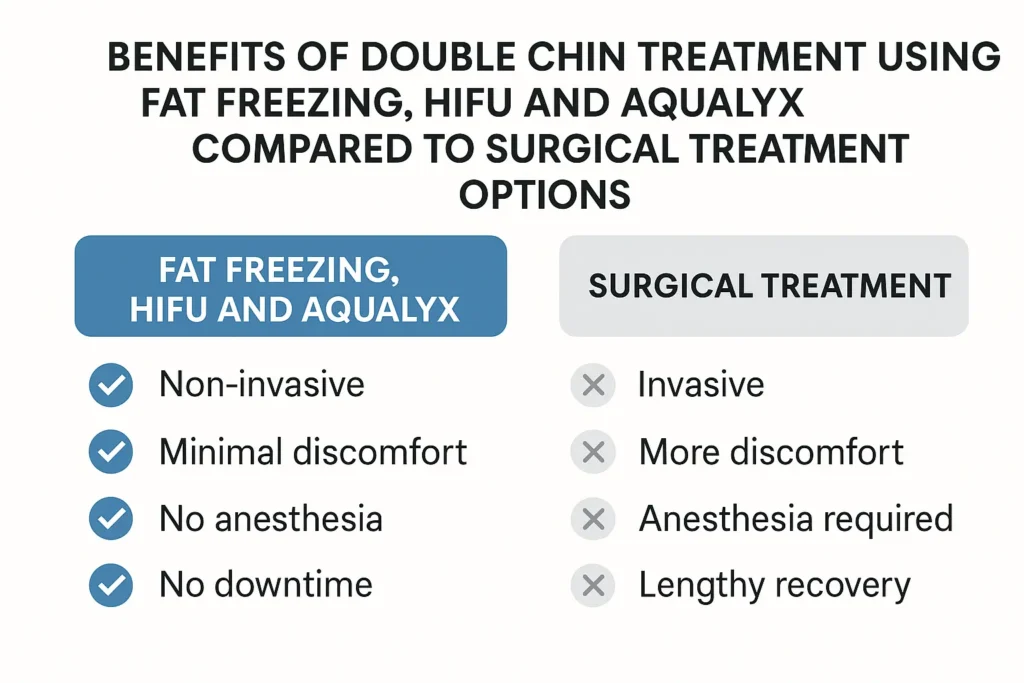 Graphic about the benefits of double chin treatment Greater London (Lambeth) - from LA LIPO