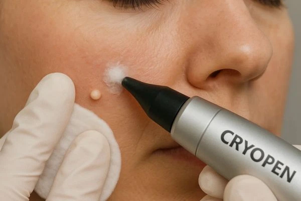 Woman receiving milia removal treatment Greater London (Lambeth)