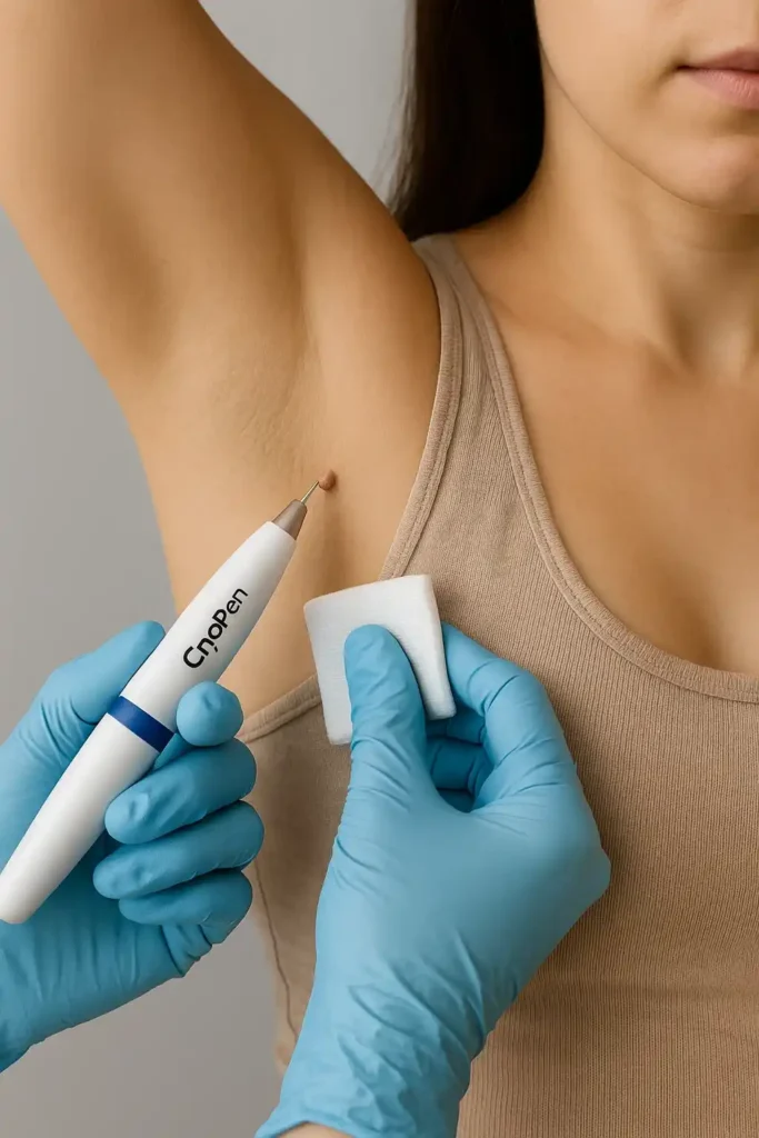 woman having cryopen to remove underarm skin tags Greater London (Lambeth)